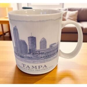 Starbucks Tampa Mug 2008 Architect Series Coffee Tea 18oz Blue White Ceramic